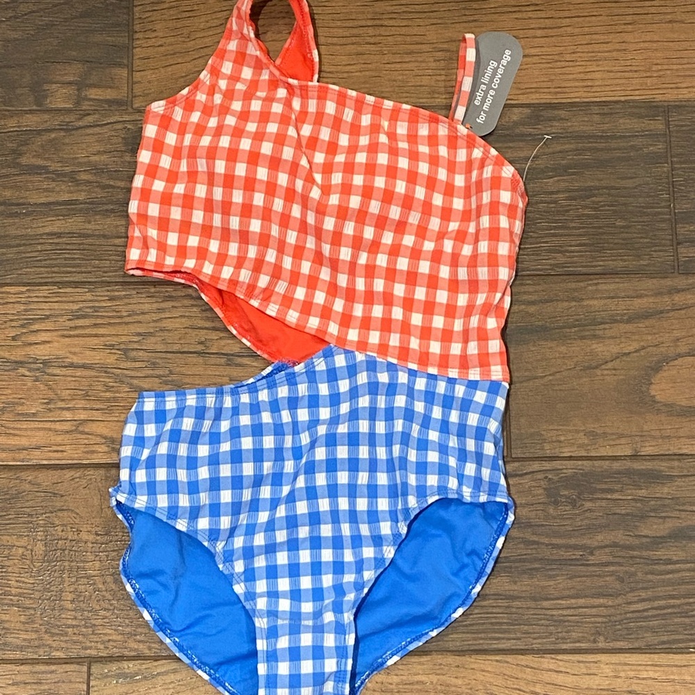Wonder Nation Girls Gingham Swim Suit